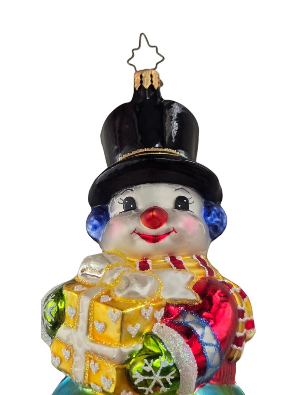 Christopher Radko Global Concern Snowman With Gifts Blown Glass Ornament 6.5” - Picture 2 of 6
